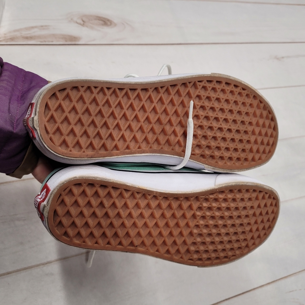 Vans Mint Green Low Top Sneakers with White Stripe - Picture 6 of 8